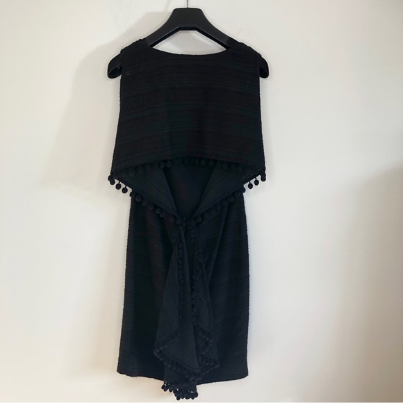 Thakoon Open Back Pom Pom LBD Black Cocktail Dress size 4 - Picture 4 of 16
